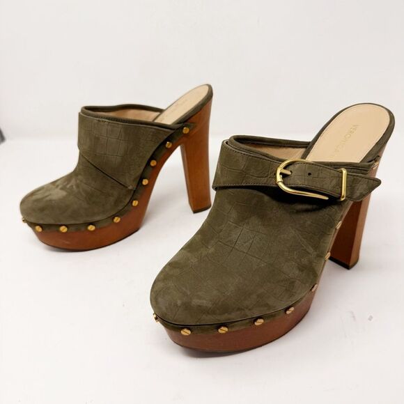 Veronica Beard Alek Croc Embossed Leather Clogs Platform Size 9.5 - Picture 7 of 10